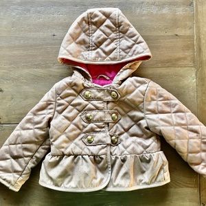 Gap baby quilted jacket gold buttons girl 18-24